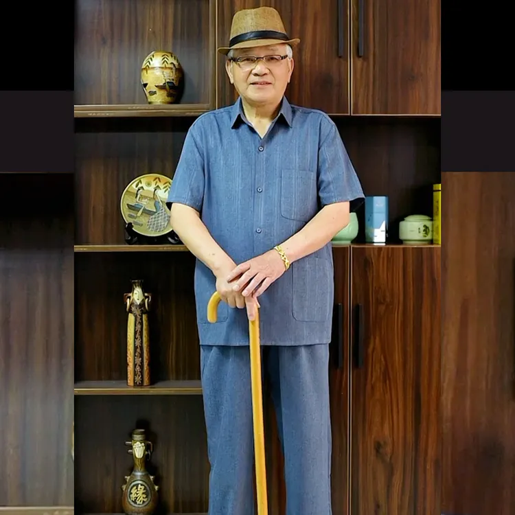 中老年男士套装夏季宽松薄款爸爸短袖2件套中国风老人爷爷夏装