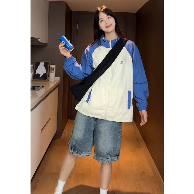 【捡漏】夏季薄款少年感拼色防晒外套侧边透气打孔设计连帽防晒衣