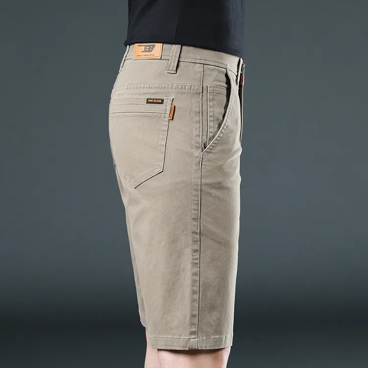 香港高端纯棉休闲短裤男士夏季薄款宽松弹力五分裤直筒中裤子男潮