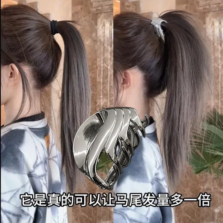 设计感金属翅膀抓夹女后脑勺发夹头饰小众盘发鲨