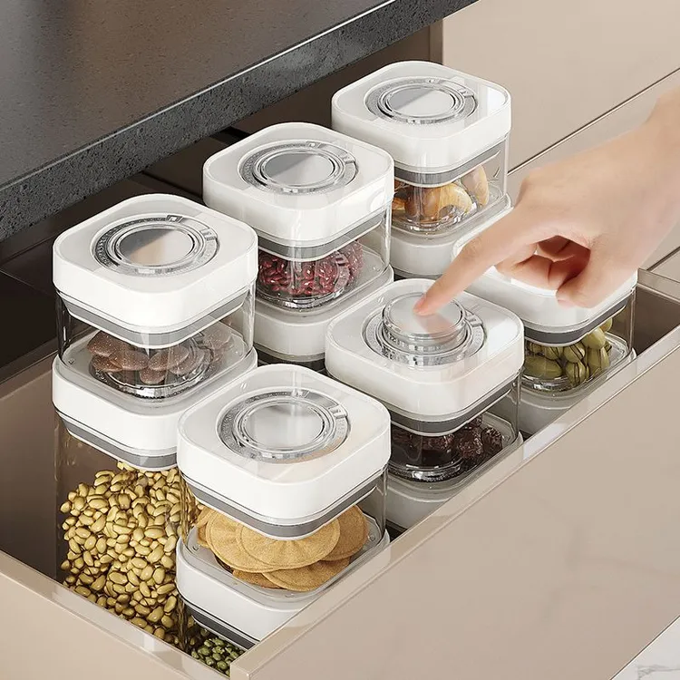 按压式密封罐五谷杂粮收纳盒食品级塑料瓶零食干货罐子面条储物罐
