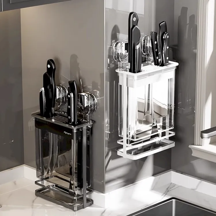 吸盘铁艺刀架置物架2024新款多功能神器壁挂式菜刀刀座收纳架家用