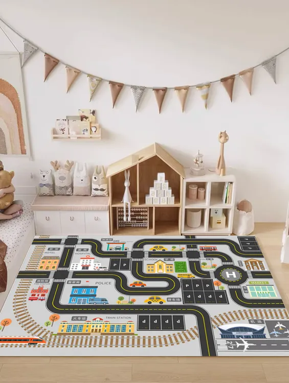 儿童游戏地毯城市交通道路停车场地垫宝宝爬行垫汽车轨道玩具垫