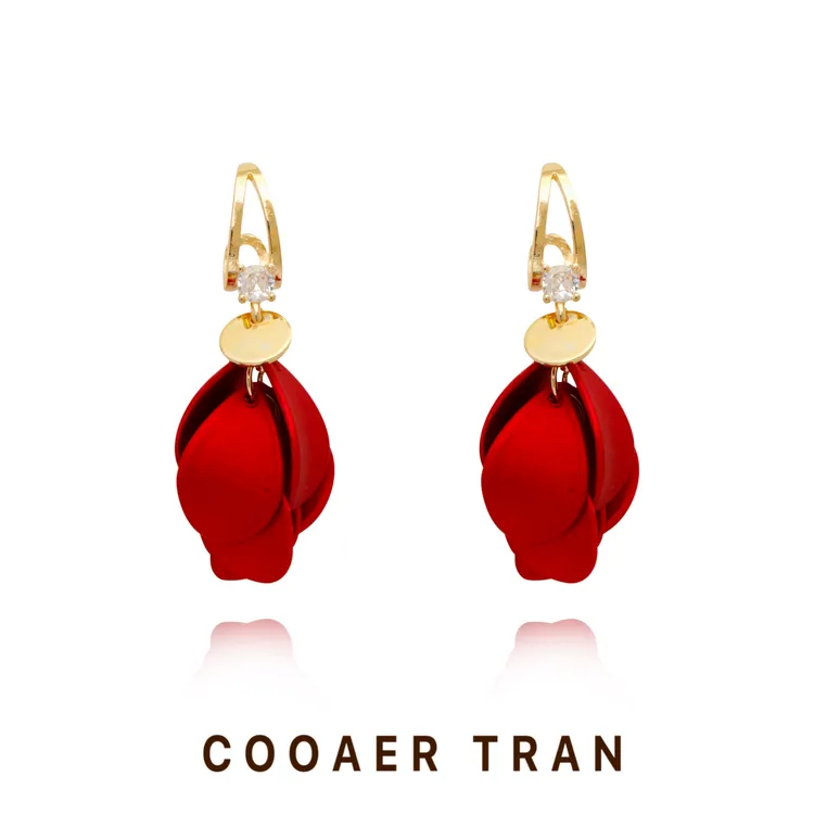 铜合金耳饰 【慕苒】轻奢时尚小众法式优雅气质高级感耳饰RH8128#