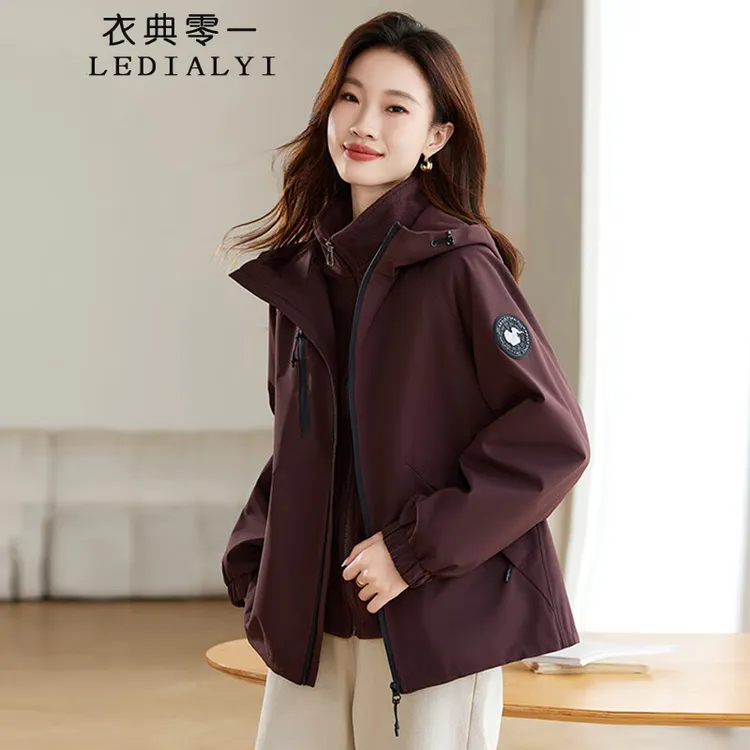 派克服女2024年新款爆款冬季加绒加厚可拆卸内胆妈妈高端棉服外套