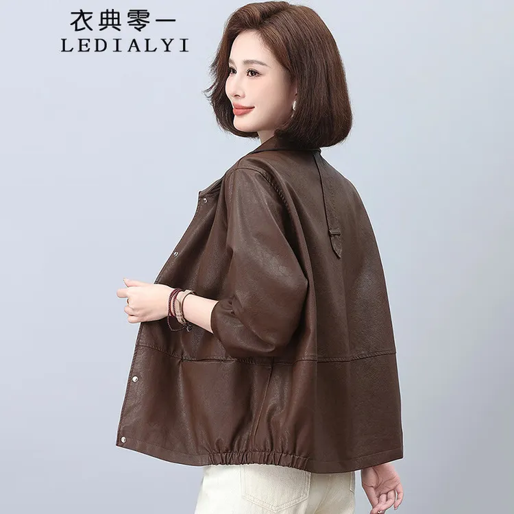 短款皮衣外套女2025春秋新款爆款短款小个子妈妈减龄休闲皮夹克潮