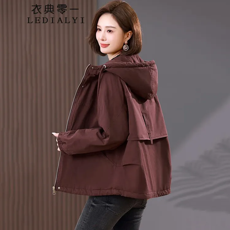 纯棉加绒加厚派克服短外套女秋冬季2025新款妈妈大码休闲棉衣棉服