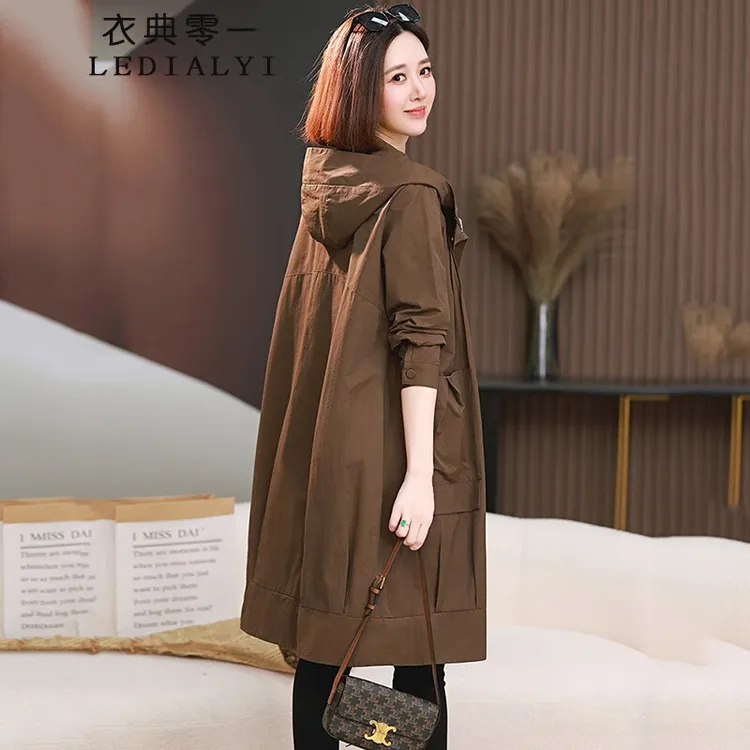 2023春秋季女装新款时尚休闲韩版中年小个子风衣外套女中长款大衣