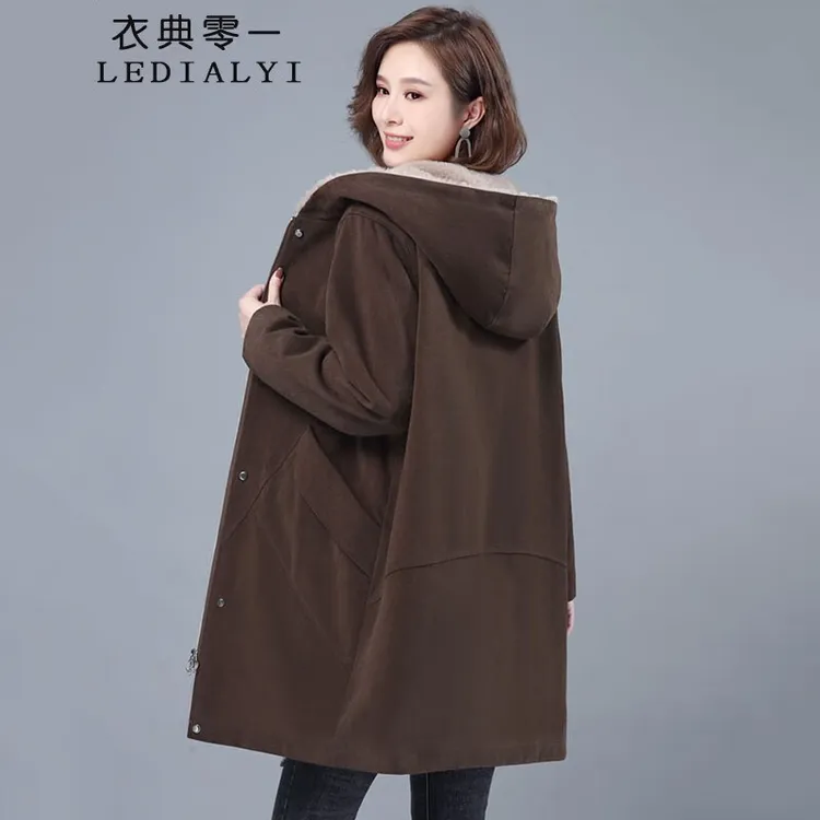 加绒加厚派克棉服女中长款2025冬季女装新款中年休闲棉衣棉袄外套