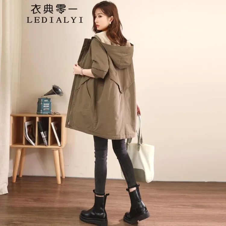 加绒加厚派克棉服女中长款2025冬季女装新款休闲宽松棉袄棉衣外套