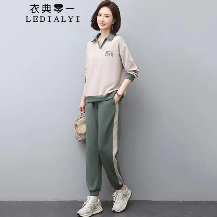 休闲运动套装女春秋季女装新款小个子时尚洋气减龄卫衣束脚裤长裤