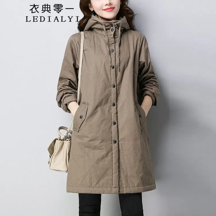 棉服女中长款2025冬季新款女装爆款宽松休闲中年棉衣棉袄加厚外套