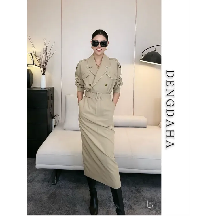 【外】「演绎时髦」2024新款大女主韩版修身时尚风衣HBZC621087