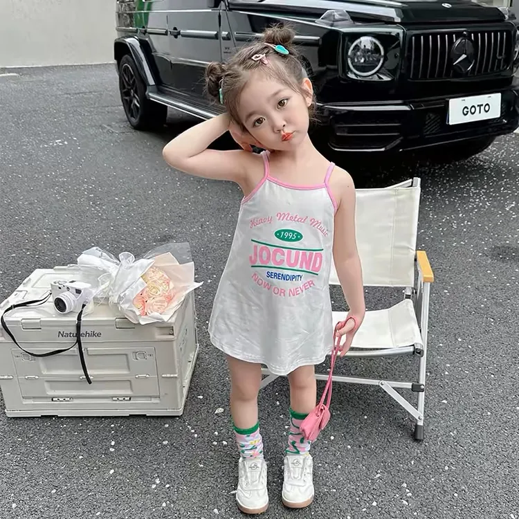 女童夏季2024新款时髦女宝宝宝多巴胺网红洋气女孩吊带裙儿童节