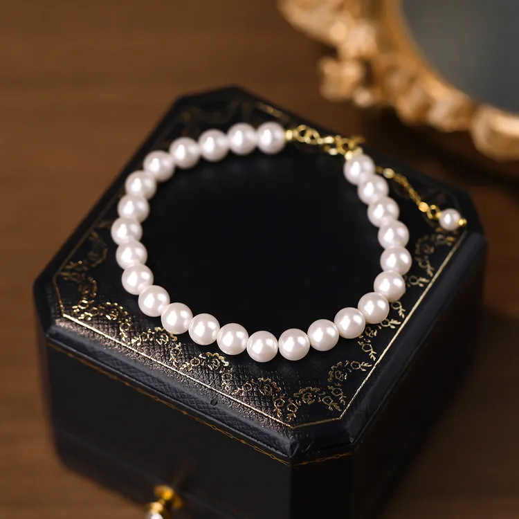 925银手链 纯银满串手链秋冬百搭素款简约轻奢精致手饰澳白色珠