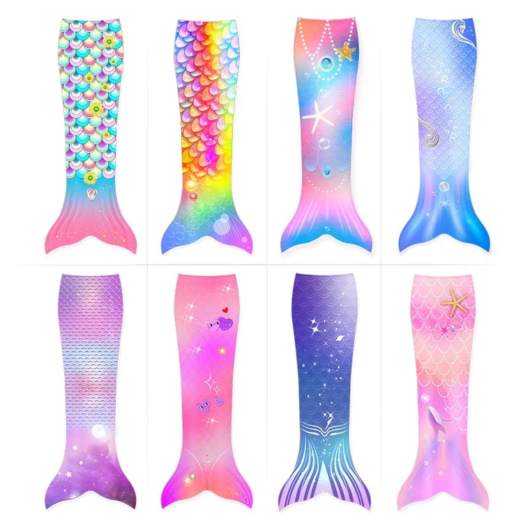 儿童新款手工美人鱼泳衣夏季女童人鱼尾巴公主群演出服柔软修身