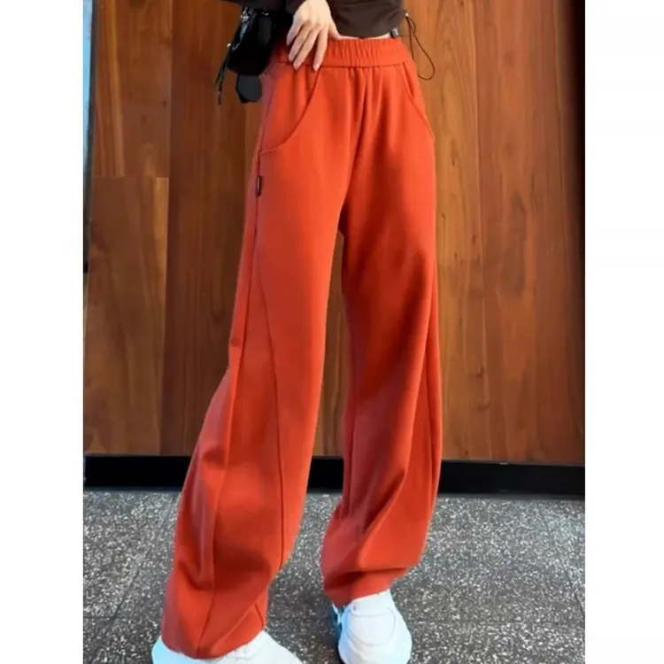 芯娇晴加绒加厚卫裤女2025春秋新款香蕉裤休闲运动高腰宽松阔腿裤