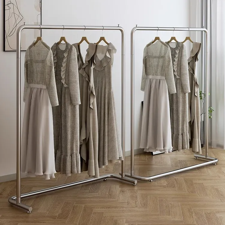 不锈钢服装店展示展示架落地挂衣架专用龙门直播女装店衣服货架子