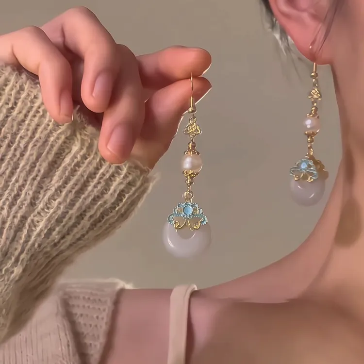 新中式长款流苏平安扣耳环女轻奢时尚国风耳钉2026新款火爆款耳饰