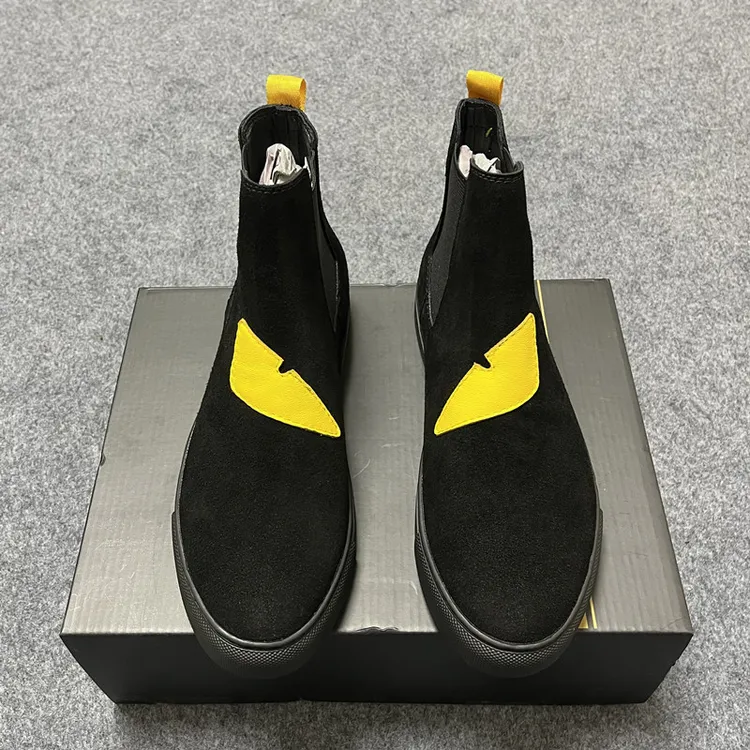 欧洲站男鞋冬季真皮高帮切尔西靴男英伦短靴韩版潮小怪兽平底板鞋