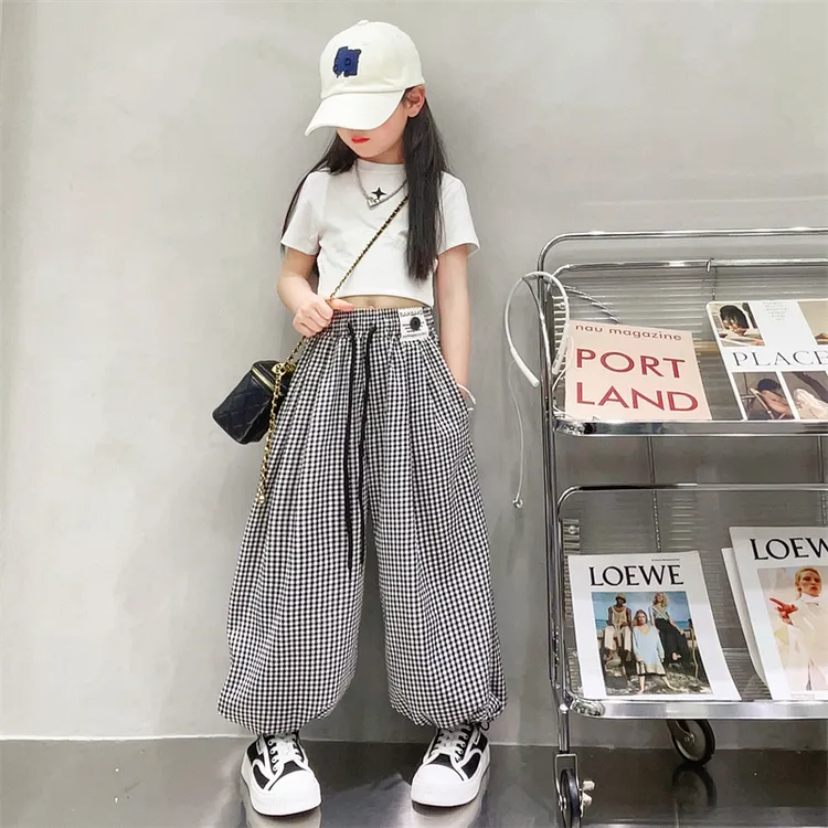 女童裤子夏2025新款儿童时髦薄款灯笼裤宽松女大童夏装休闲哈伦裤