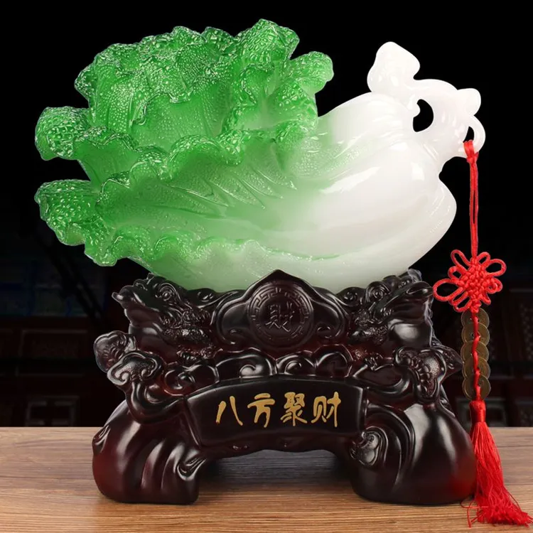 仿玉白菜玄关酒柜电视柜收银台开业送礼貔貅高颜值家居摆件工艺品