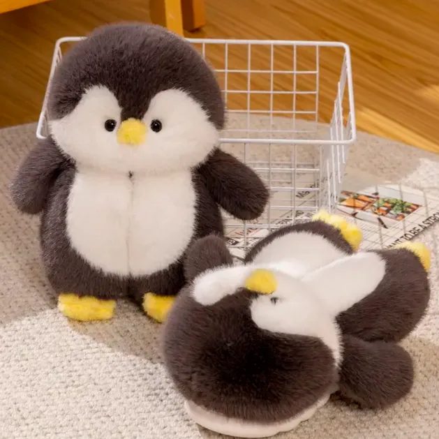 企鹅毛绒公仔拖鞋企鹅棉拖鞋保暖企鹅加绒防滑卡通居家毛毛鞋