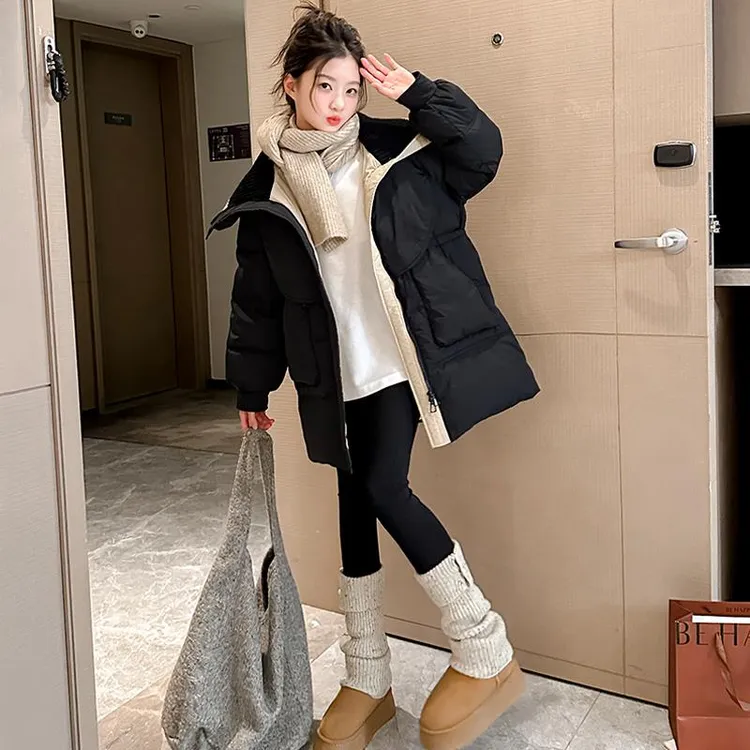 女童羽绒服冬季2024新款女大童中长款冬装儿童保暖白鸭绒冬季外套