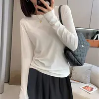 2025春秋新款打底衫女内搭白色t恤长袖早秋上衣圆领洋气显瘦体恤