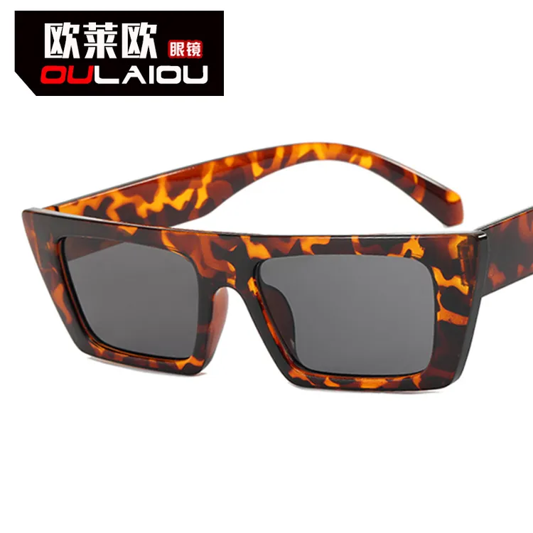 【10年店】欧美跨境粗腿太阳镜女防紫外线简约方形眼镜男外贸墨镜