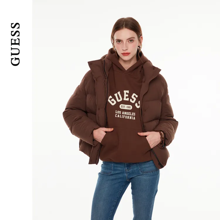 GUESS女士简约日常空气感连帽羽绒服-W4PL4EW55R0
