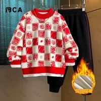 【BCA】中大童 青少年红色冬季加绒休闲时尚福字套装DF-套装2817
