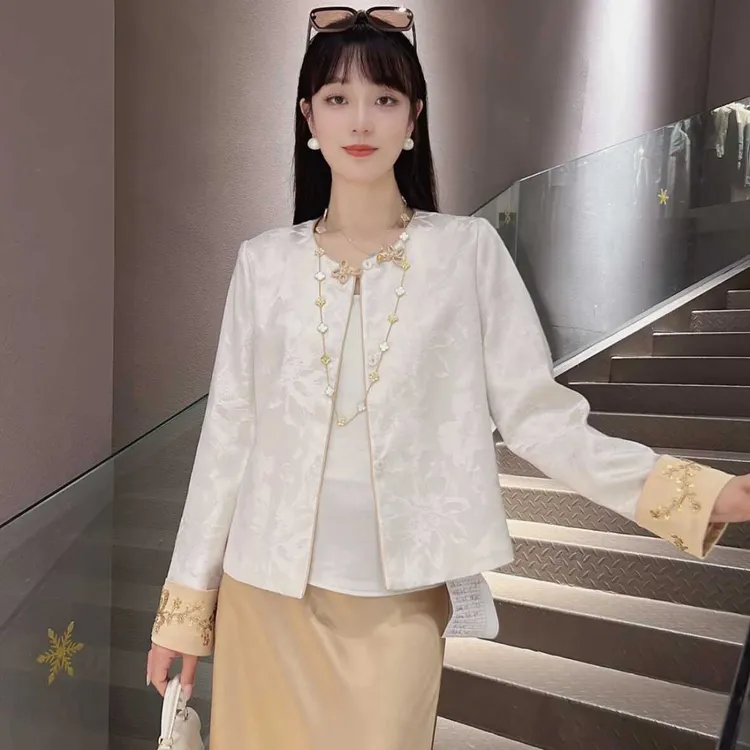 《ELFBOX》《秋月白》秋季新中式气质中国风新中式日常长袖外套 1143