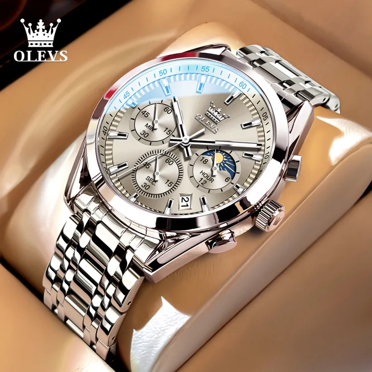 欧利时男士手表多功能石英表日月星辰时尚月相夜光防水款男表3611