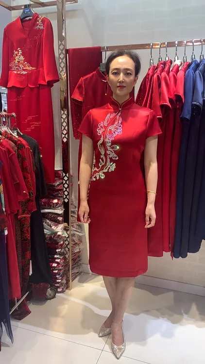 17367中国风旗袍喜婆婆喜妈妈婚礼礼服上台装敬酒服