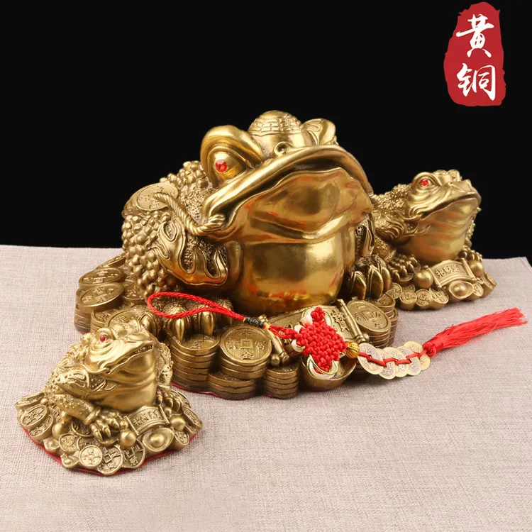 黄铜蟾蜍摆件店铺办公室开业贺礼品黄铜三足蟾蜍家居装饰摆件