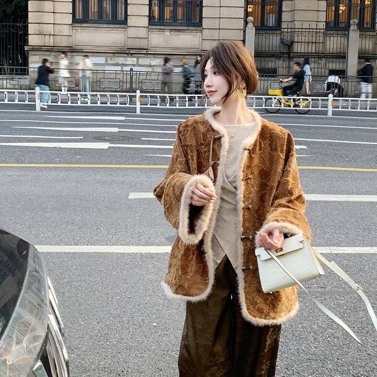 果果家【金玉宴】新中式国风2024秋冬外套女气质百搭宽松复古外套
