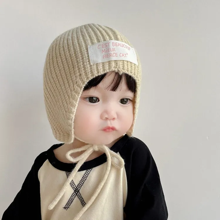 【小布丁】1-3岁宝宝帽子秋冬护耳毛线帽婴幼儿保暖针织套头帽潮