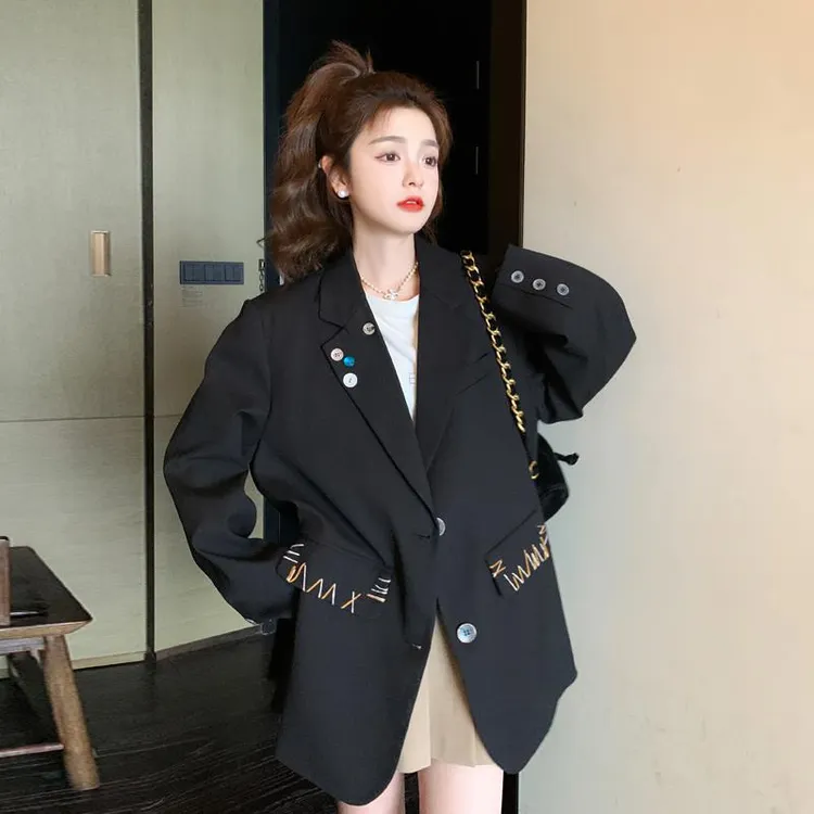 黑色设计感高端西装外套女春秋款2025新款时尚高级感洋气休闲西服