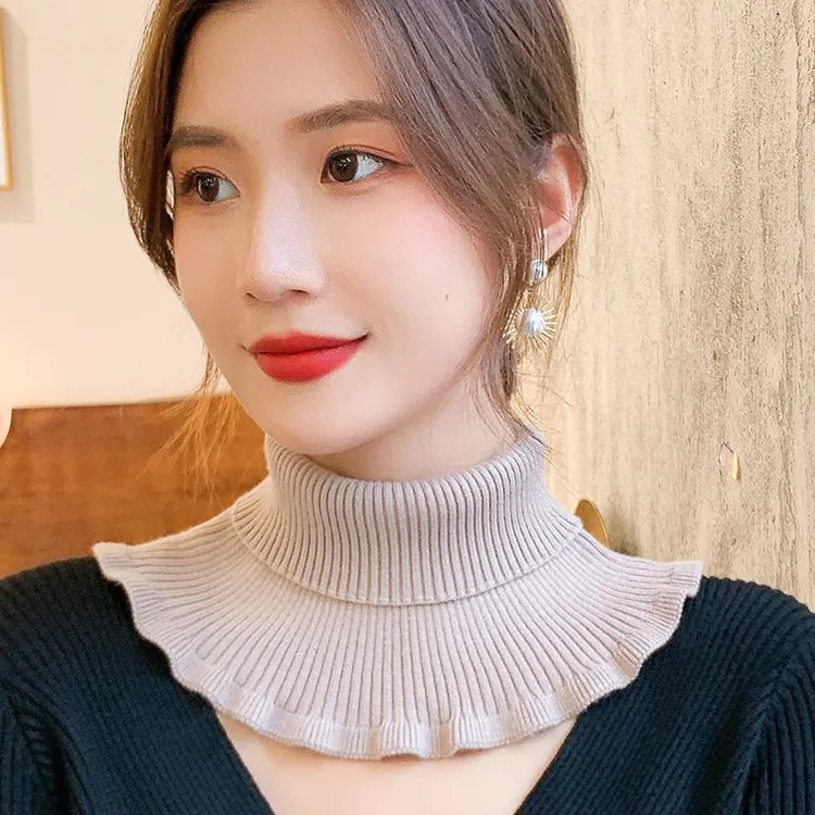 百搭冬季新款护颈椎保暖脖套头围脖女针织羊毛韩版假领子高领