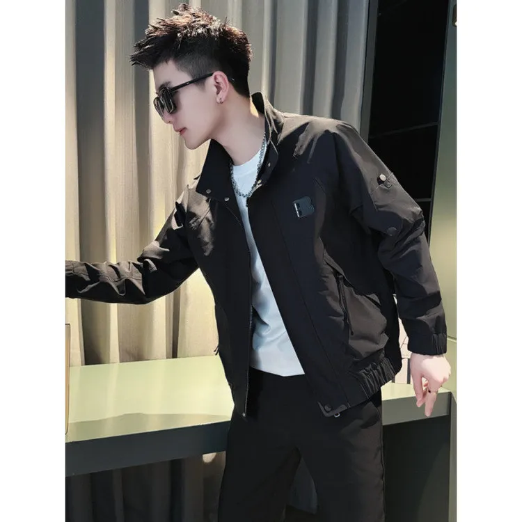 潮牌工装外套男春秋季男装上衣2024新款潮流休闲痞帅立领冬装