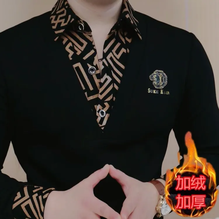 男士男装长袖polo衫上衣2025爆款秋冬衬衣商务帅气衬衫潮卫衣