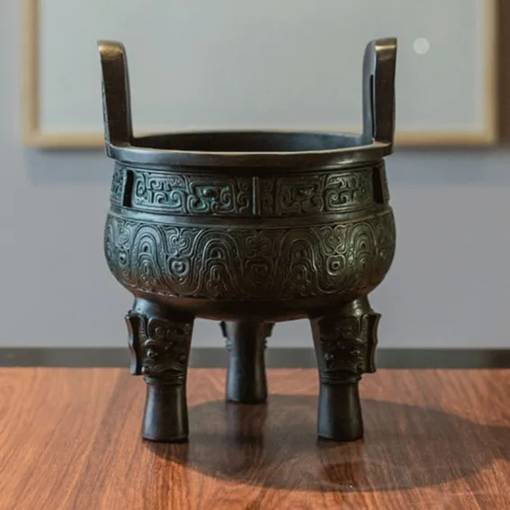 铜鼎摆件仿古青铜器鼎盛千秋工艺品克鼎办公桌玄关酒柜桌面装饰品