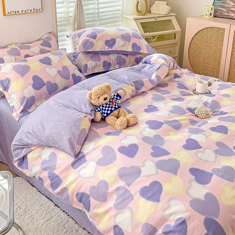 佳小乖纯棉四件套全棉三件套被套床单宿舍单人学生小清新碎花床上商品图