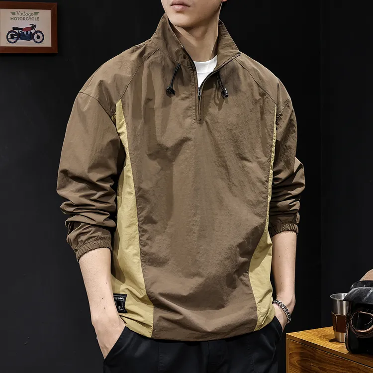 MR.MUDI/穆迪先生户外拉链立领衬衫男2025新款休闲长袖大码速干冲