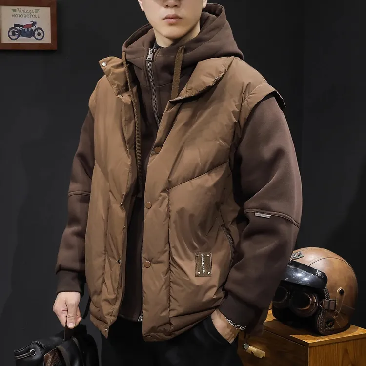 MR.MUDI/穆迪先生连帽羽绒服男冬季2025潮男士三合一卫衣拼接外套