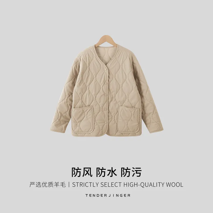 Tender Jinger女保暖休闲羊毛棉衣圆领外套T2412MYM23106