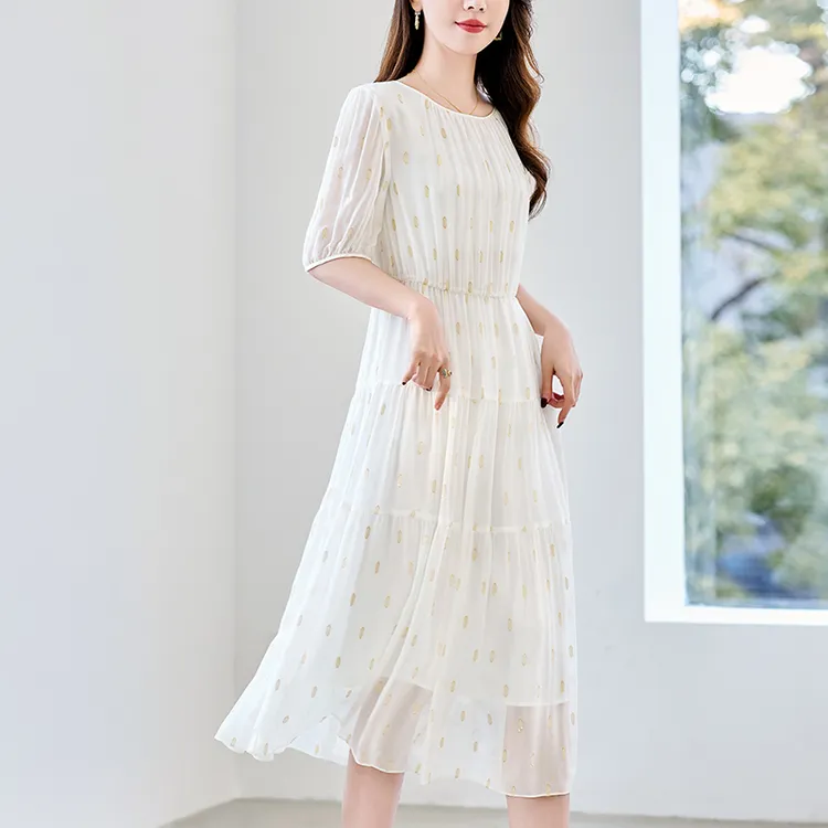 水墨佳人桑蚕丝真丝夏季女士收腰显瘦连衣裙82496826