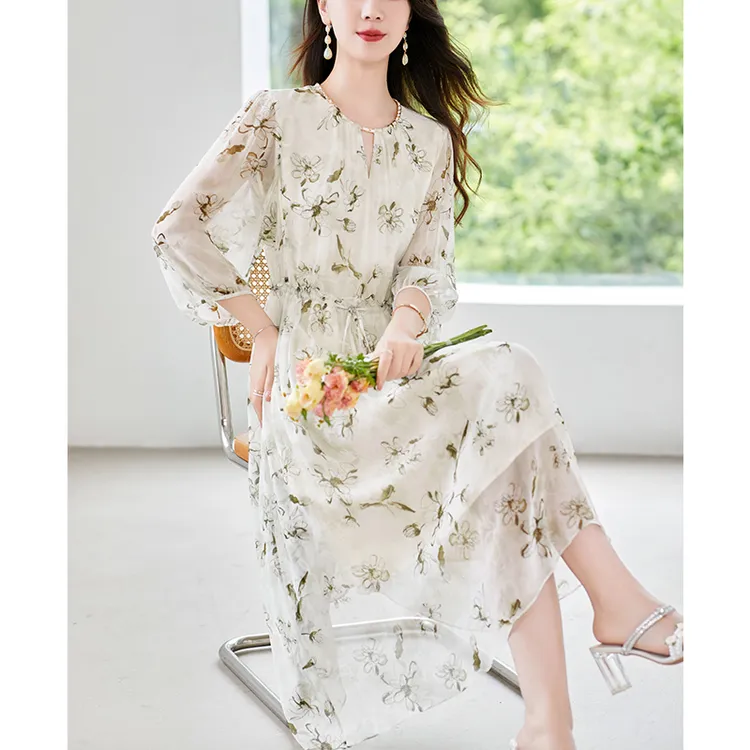 水墨佳人9姆米乔其纱印花连衣裙82497558