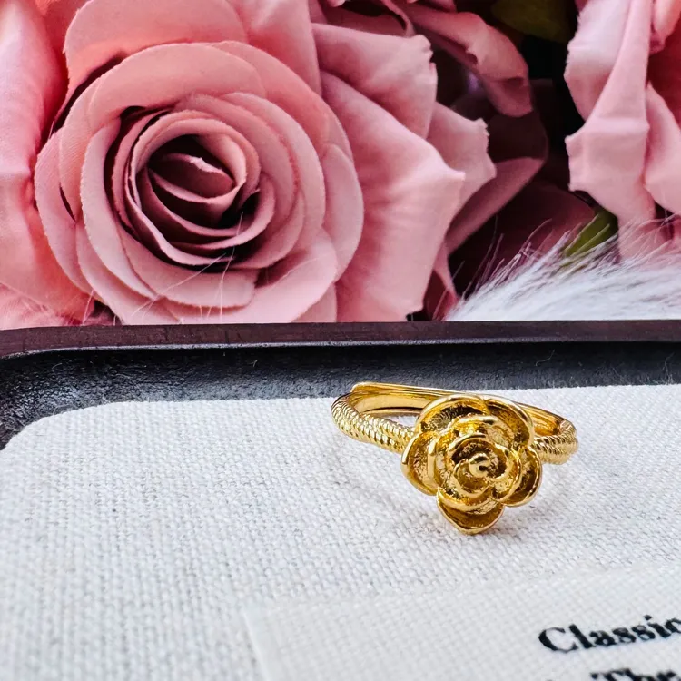 铜合金戒指 铜合金戒指【璇璇饰品】新中式国风玫瑰戒